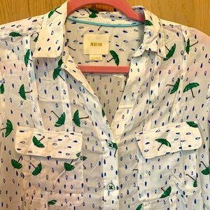 Anthropologie Maeve Blouse Rainy Day Print Size 4